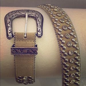 Guess tan leather studded belt